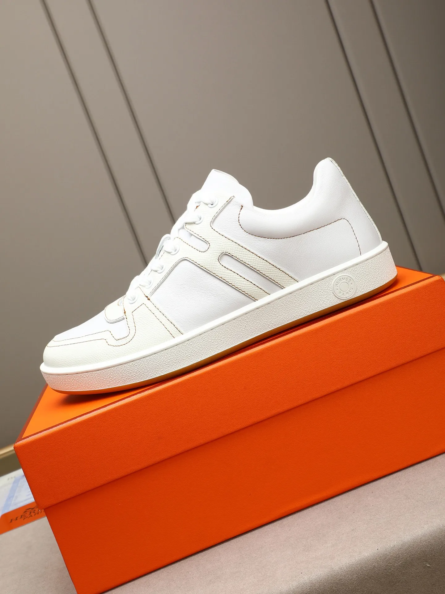 Men's shoes 💰720 [HERMES] Hermès - High-end quality original 🔍🔍🔍 casual sneakers - Upper: 🔝 Napa calfskin, shoe body sewn with brand 'H' totem - Lining: water-dyed cowhide - Outsole: original TPR. :38-44 (45, can be customized)